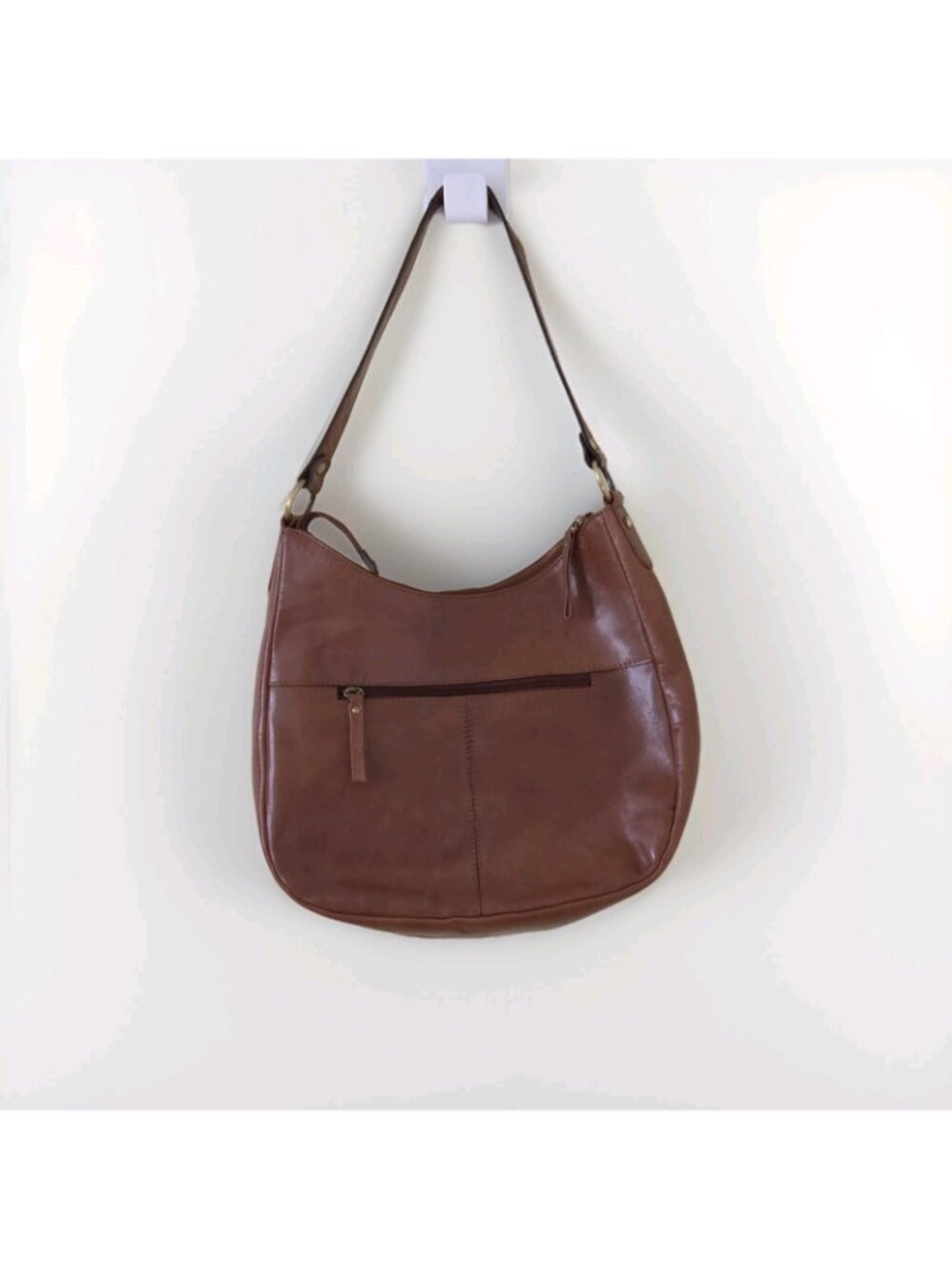 Browns Genuine Leather Hobo Shoulder Bag Cognac Brown Y2K Western Boho Pockets - Picture 2 of 16